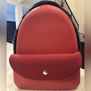 Ju’sto by E. Magenta Italian Brand Red Furry J-Pack Backpack One Of A Kind